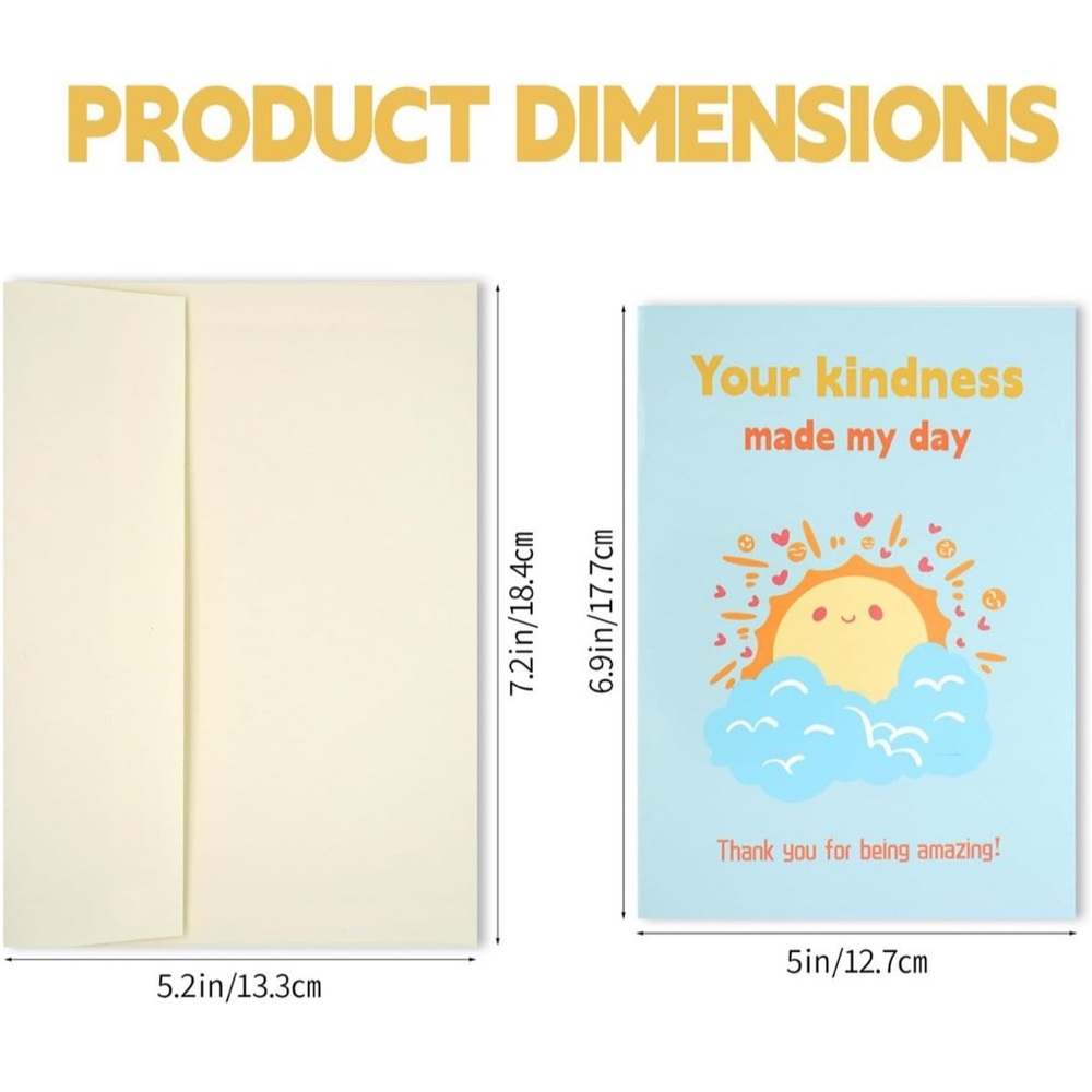 12 Pack Cute Thank You Cards w Envelopes Stickers 5x7 Blank NEW - Picture 4 of 7